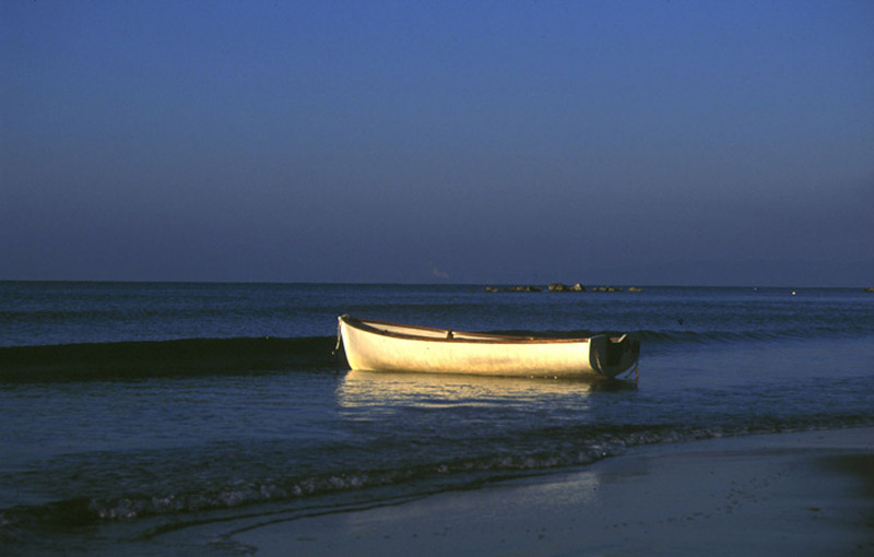 the boat at sunrise